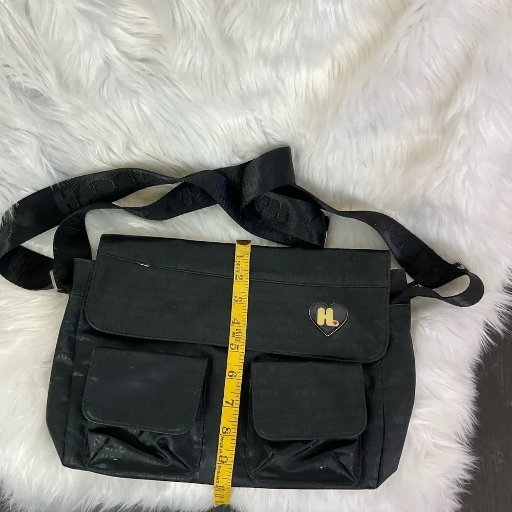 Harajuku Lovers Unisex Black Multi Pocket Crossbody Messenger Bag - Picture 6 of 13